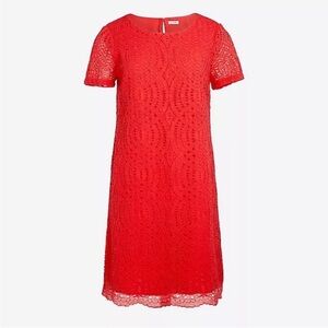 NWT J CREW Red coral Lace cocktail scalloped hem Dress size 00 style h54…